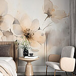 Wall murals Painting of flowers on a white surface