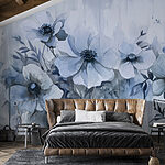 Wall murals Painting of flowers on a white background