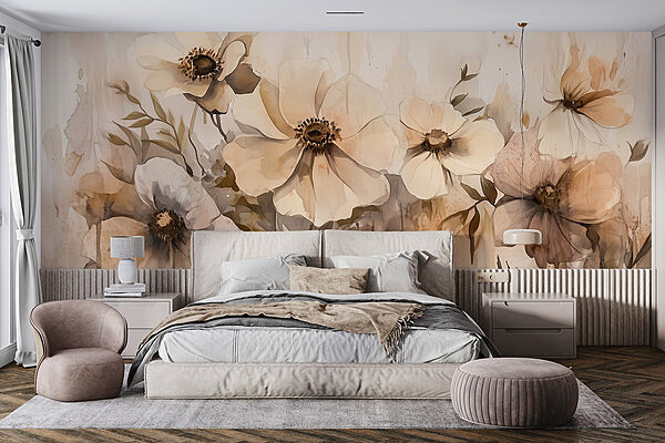 Painting of flowers on a wall Wall murals Painting of flowers on a wall