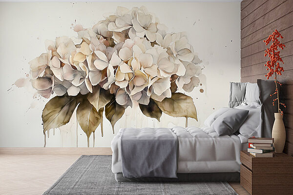 Painting of a bunch of white flowers Wall murals Painting of a bunch of white flowers