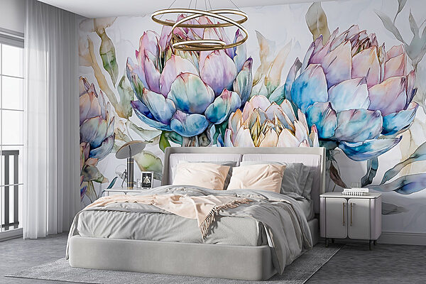 Delicate blossoms in soft hues Wall murals Delicate blossoms in soft hues