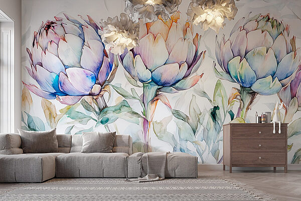 Watercolor painting of flowers Wall murals Watercolor painting of flowers