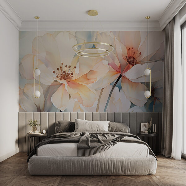 Delicate blooms in soft pastel shades Wall murals Delicate blooms in soft pastel shades