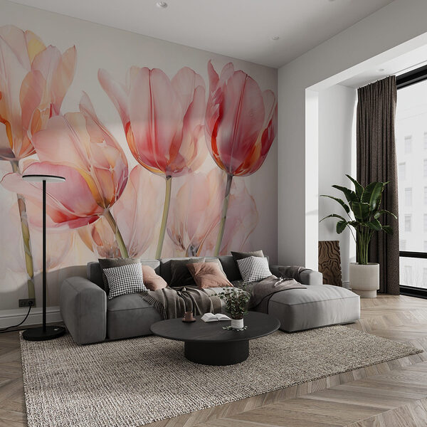 Group of pink tulips Wall murals Group of pink tulips