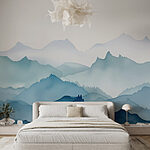 Wall murals Painting of mountains and trees