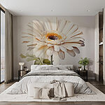 Wall murals White flower with yellow center