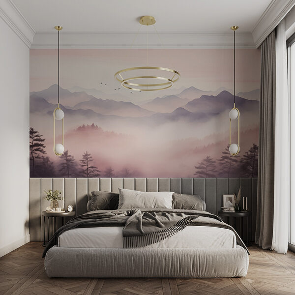 Landscape with trees and mountains Wall murals Landscape with trees and mountains