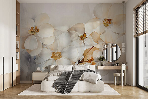 Delicate blooms in soft hues Wall murals Delicate blooms in soft hues