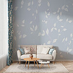 Wall murals White leaves on a blue background