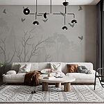 Wall murals Birds flying over trees