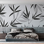 Wall murals Black and white pattern of leaves
