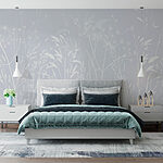 Wall murals White floral pattern on a light background