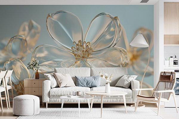 Delicate glass flower blooms displayed Wall murals Delicate glass flower blooms displayed