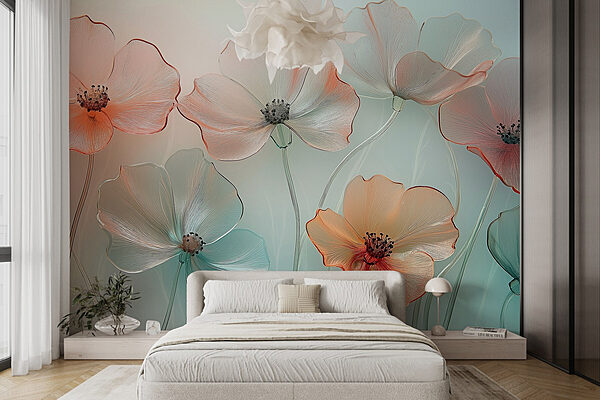 Group of flowers with a blurry background Wall murals Group of flowers with a blurry background
