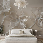 Wall murals Glass flowers on a white surface
