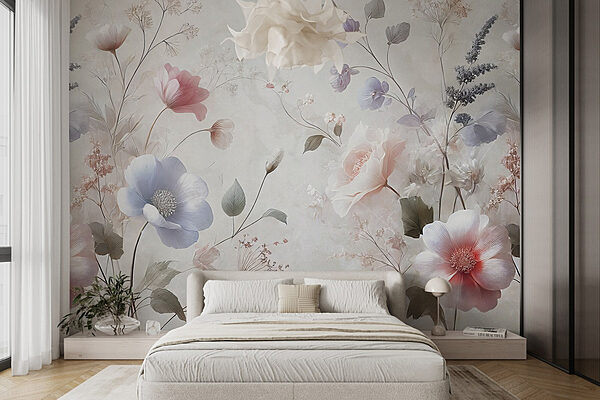 Delicate blooms in soft hues Wall murals Delicate blooms in soft hues