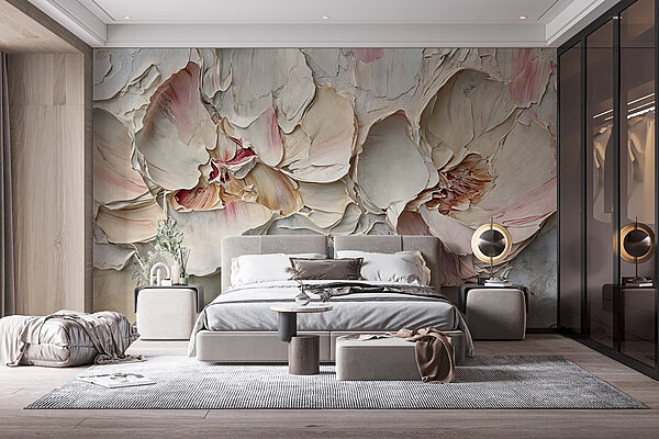 Delicate blooms of textured petals Wall murals Delicate blooms of textured petals