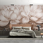 Wall murals Drawing of flowers and leaves
