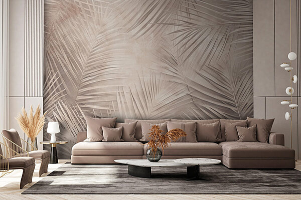 Soft hues of palm leaves intertwine Wall murals Soft hues of palm leaves intertwine