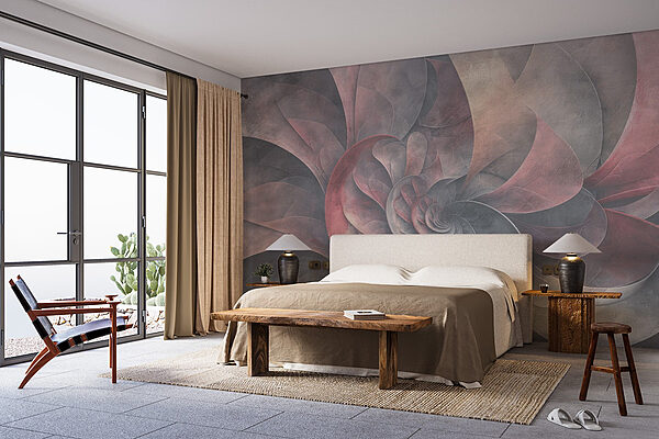 Wall murals Wall murals Spiral of leaves and petals (SKU: w08481)