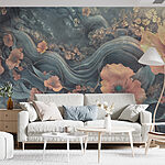 Wall murals Painting of flowers and waves