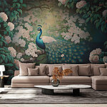 Wall murals Painting of a peacock on a tree branch
