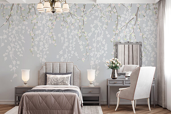 Wall murals Wall murals White flowers on a tree branch (SKU: w02479)