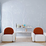 Wall murals White flowers on a blue background