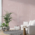 Wall murals White flowers on a pink background