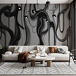 Wall murals Black and white image of a swirly pattern