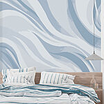 Wall murals White and blue wavy pattern