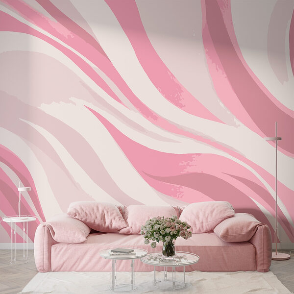 Wall mural Pink and white swirls