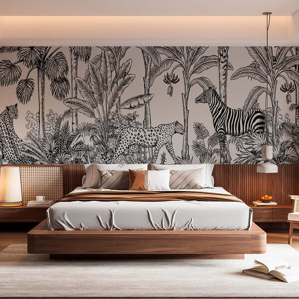 Zebra and cheetah in a jungle Wall murals Zebra and cheetah in a jungle