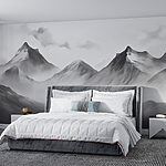 Wall murals Mountain range with fog