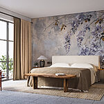 Wall murals Painting of a branch with purple flowers