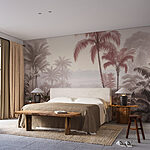 Wall murals Landscape with palm trees and mountains