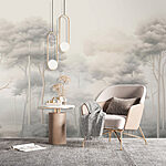 Wall murals Group of trees in a foggy forest