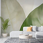 Wall murals Lush leaves in soft, muted tones