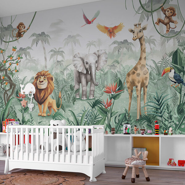 Wall mural Group of animals in a jungle