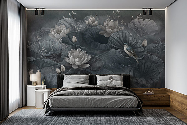Bird on a plant Wall murals Bird on a plant