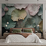 Wall murals Wall with leaves on it