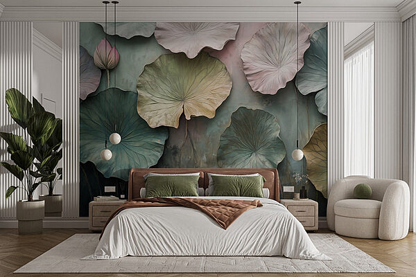 Wall with leaves on it Wall murals Wall with leaves on it