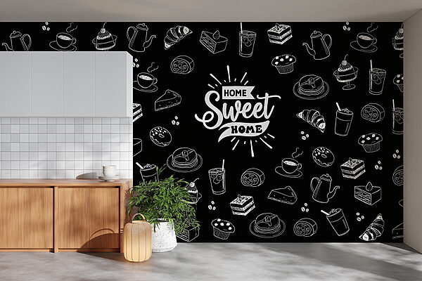 Black and white image of food Wall murals Black and white image of food