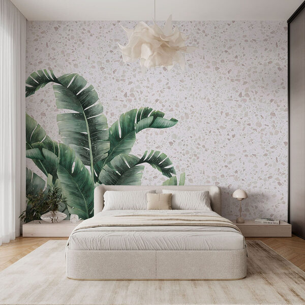 Plant with leaves on a white surface Wall murals Plant with leaves on a white surface