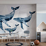 Wall murals Group of whales in low poly style