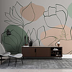 Wall murals Drawing of flowers and leaves
