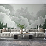 Wall murals Group of trees and clouds