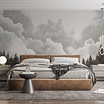 Wall murals Group of trees and clouds
