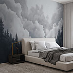 Wall murals Group of trees and clouds