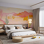 Wall murals Painting of a desert landscape
